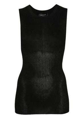 Fabiana Filippi metallic-thread ribbed tank top - Black
