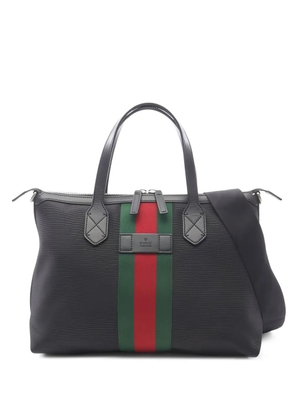 Gucci Pre-Owned Web-stripe canvas tote bag - Black