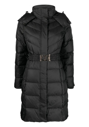 TWINSET hooded belted puffer coat - Black