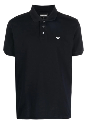 Emporio Armani embroidered chest logo polo shirt - Blue