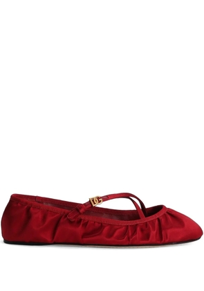 Dolce & Gabbana velvet ballerina shoes - Red