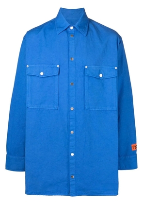 Heron Preston logo-patch button-up shirt - Blue