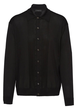Prada spread-collar silk cardigan - Black