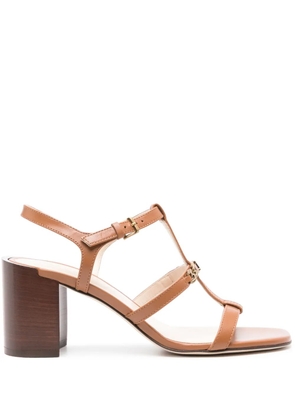 Tod's 75mm logo-plaque leather sandals - Brown