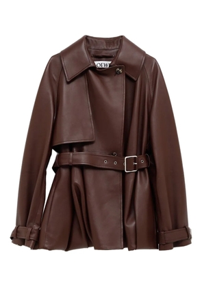 LOEWE belted leather jacket - Brown