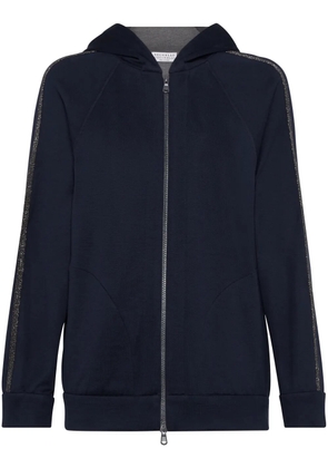 Brunello Cucinelli zip-up cotton-blend hoodie - Blue