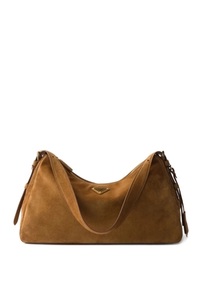Prada large Aimèe suede tote bag - Brown