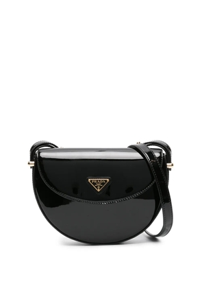 Prada triangle-logo patent leather shoulder bag - Black