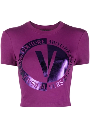 Versace Jeans Couture logo-print cropped T-shirt - Purple