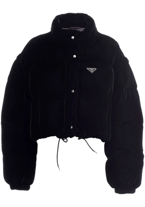 Prada convertible velvet down jacket - Black