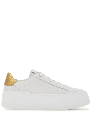 Ferragamo Wedge logo-patch leather sneakers - White