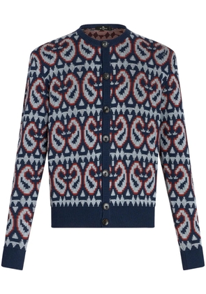 ETRO paisley-jacquard cotton blend cardigan - Blue