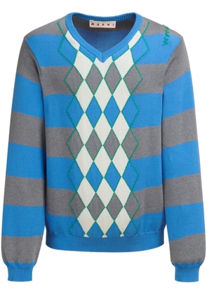 Marni argyle intarsia-knit jumper - Blue