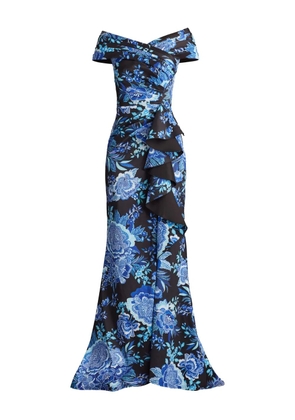 Tadashi Shoji Sonora floral-print off-shoulder gown - Black