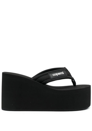 Coperni logo-patch wedge sandals - Black