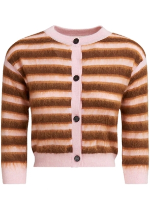 Marni striped brushed wool cardigan - Pink