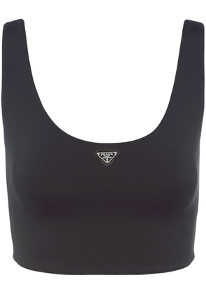 Prada triangle-logo jersey crop top - Black