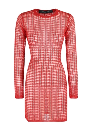 Federica Tosi semi-sheer open-knit minidress - Red