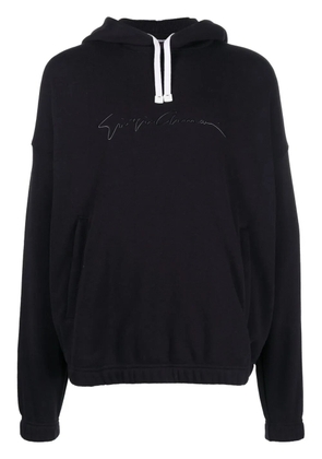 Giorgio Armani logo-print cotton hoodie - Blue