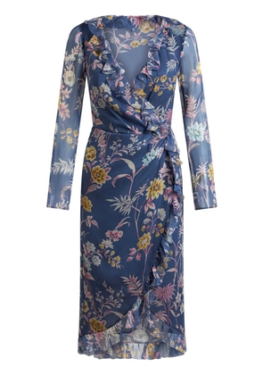 ETRO floral-print silk wrap dress - Blue