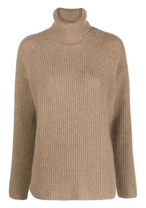 P.A.R.O.S.H. ribbed-knit cashmere rollneck jumper - Brown