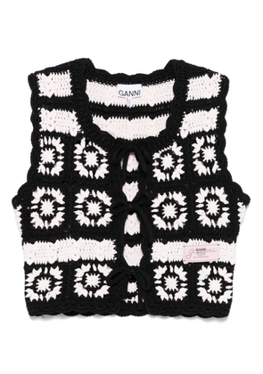 GANNI floral-motif top - Black