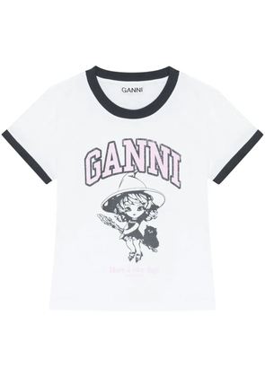 GANNI graphic-print T-shirt - White