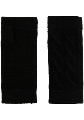 N.Peal Cable Fingerless Cashmere Gloves - Black
