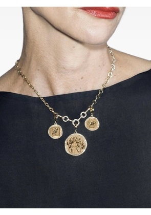 Azlee diamond olive branch coin pendent - Gold