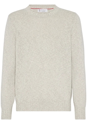 Brunello Cucinelli crew-neck mélange jumper - White