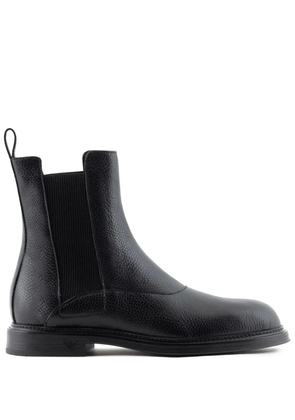 Emporio Armani grained leather ankle boots - Black
