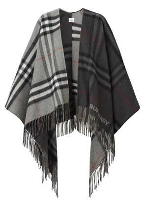 Burberry contrast check cape - Grey