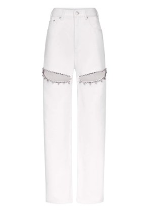 AREA crystal-embellished jeans - White