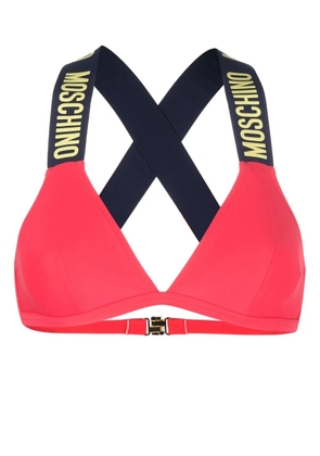 Moschino logo-embossed bikini top - Pink