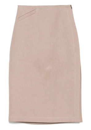 FENDI linen midi skirt - Brown