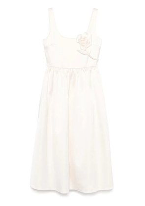 Self-Portrait floral-appliqué satin midi dress - Neutrals