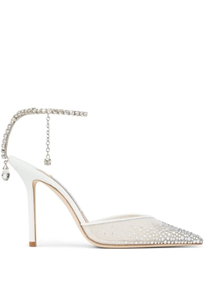 Jimmy Choo 100mm Saeda crystal-embellished pumps - White