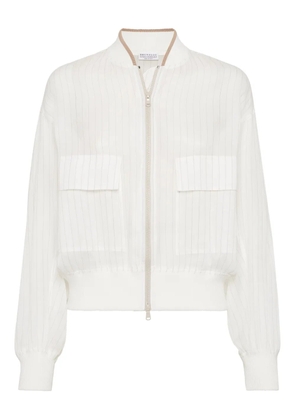Brunello Cucinelli striped bomber jacket - White
