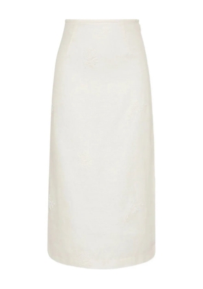 SIR. floral-embroidered midi skirt - Neutrals