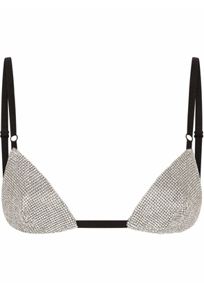 Dolce & Gabbana crystal mesh triangle bra - Grey