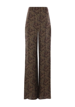 Saint Laurent silk straight-leg trousers - Brown