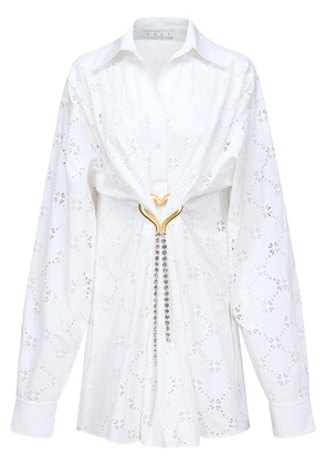 AREA broderie anglaise shirt dress - White