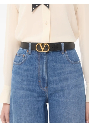 Valentino Garavani logo-buckle leather belt - Black