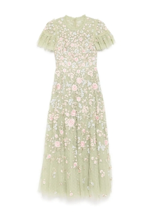 Needle & Thread floral-embroidered dress - Green