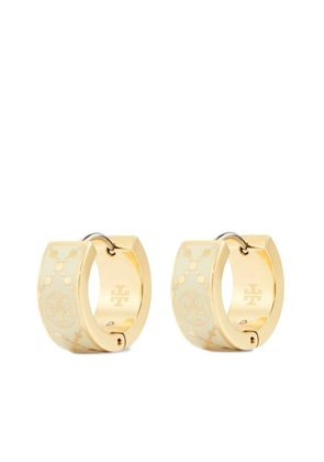 Tory Burch small T monogram hoop earrings - Gold