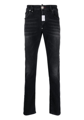Philipp Plein logo-patch straight-leg jeans - Black