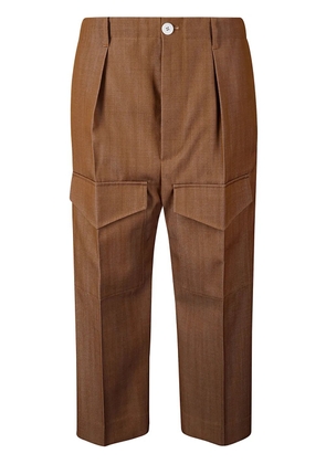 Setchu pleat-detailing straight trousers - Brown