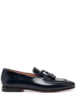 Santoni tassel-embellished leather loafers - Blue