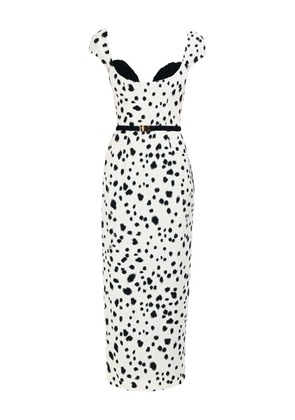 Rowen Rose dalmatian-pattern bra-detail belt dress - White