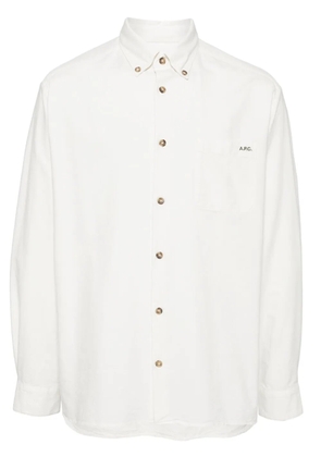 A.P.C. logo-embroidered organic cotton shirt - White